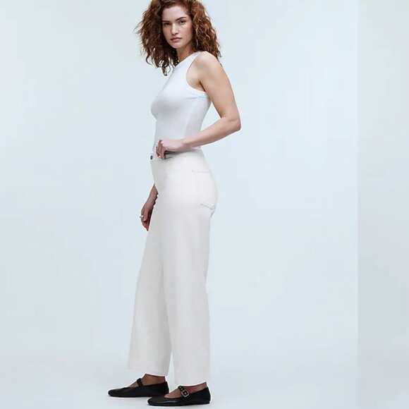 🏷️NWT:  The Curvy Emmett Wide-Leg Crop Pant: Welt Pocket Edition-White Size - Picture 3 of 9
